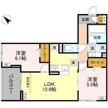 拡大写真:Noble villa浦和美園 1階102の間取り