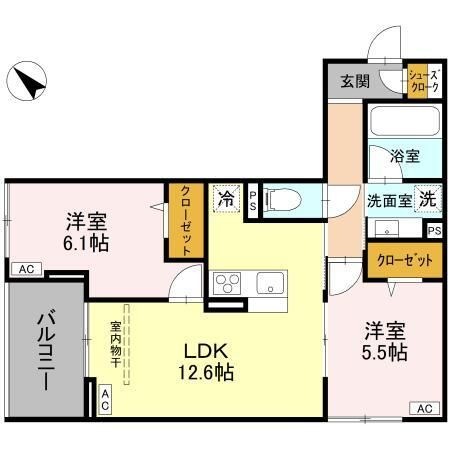 拡大写真:Noble villa浦和美園 3階302の間取り
