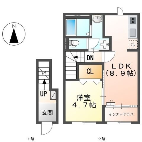 拡大写真:Sun Flora 2階202の間取り