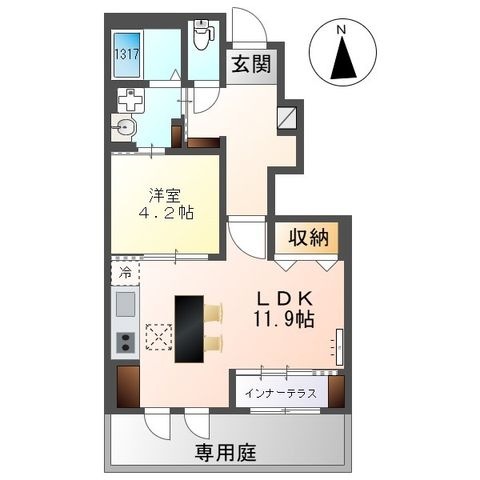 拡大写真:仮)港区秋葉新築アパート 1階102の間取り