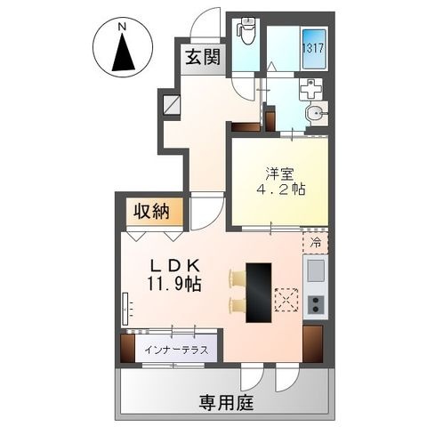 拡大写真:仮)港区秋葉新築アパート 1階103の間取り