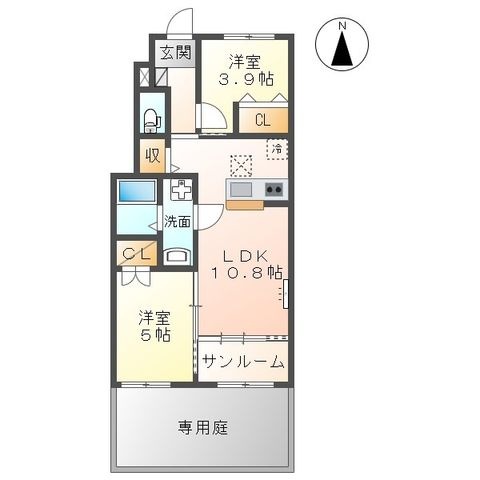 拡大写真:富山市向新庄町7丁目新築アパート 1階103の間取り