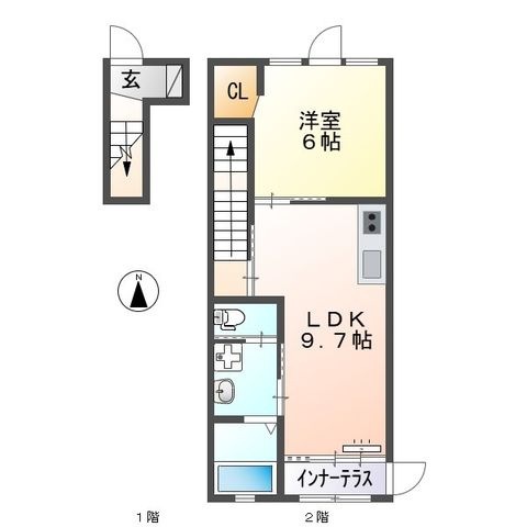 拡大写真:久留米白山町アパート新築工事 2階201の間取り