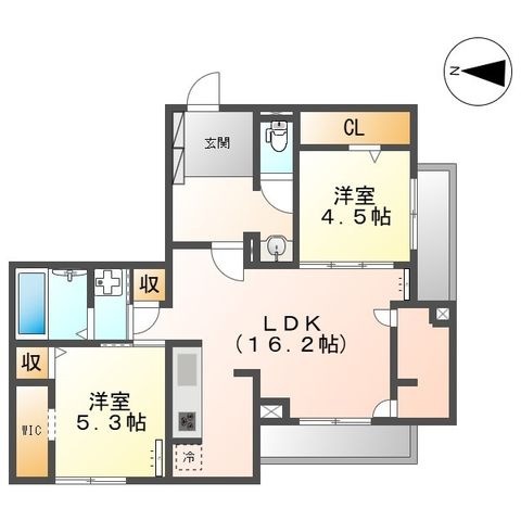 拡大写真:プランドゥブレ西新 2階203の間取り