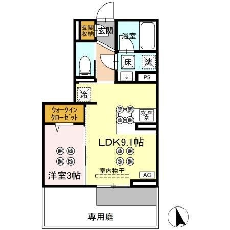 拡大写真:ディアライズ河内 1階103の間取り