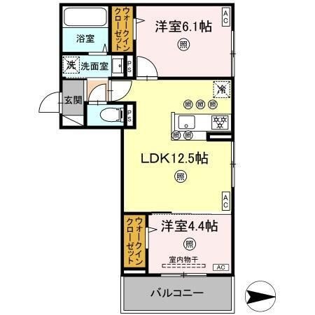 拡大写真:アフィネ浜ノ茶屋 3階301の間取り
