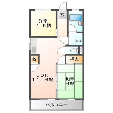 拡大写真：鎌田マンション 4階404の間取り