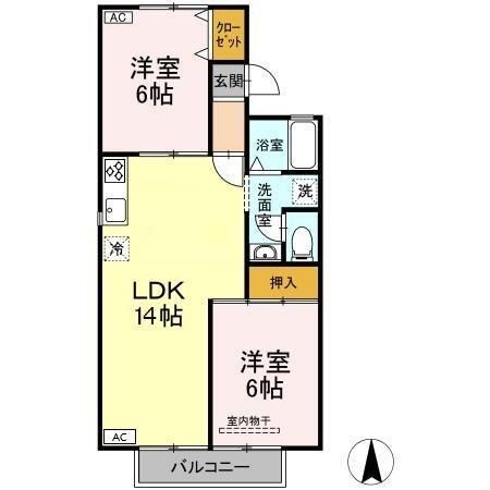 拡大写真：一宮市今伊勢町宮後字壱丁野 2階202の間取り