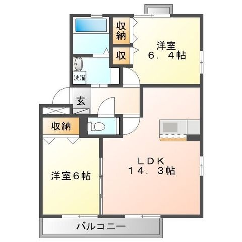 拡大写真:ジャルディーノ 3階301の間取り