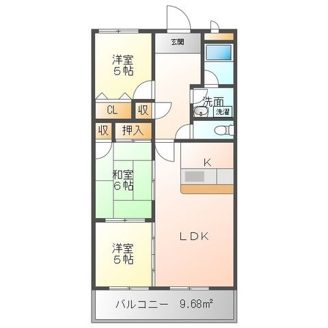 拡大写真:ベレーザカステーロ 3階303の間取り