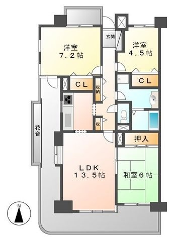 拡大写真:クレス 6階601の間取り