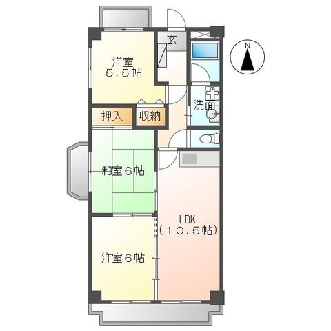 拡大写真:名古屋市千種区新西2丁目 2階201の間取り