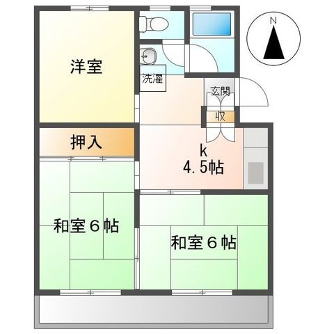 拡大写真：第２大幸ハイツ 4階401の間取り