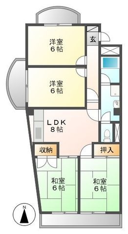 拡大写真:名古屋市名東区一社4丁目 3階303の間取り