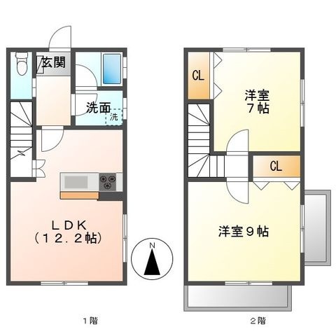 拡大写真:GreenCourt社が丘B,C,D,E,F棟 2階C棟1の間取り
