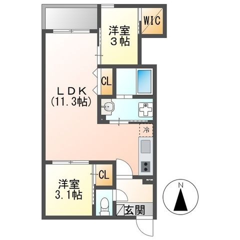 拡大写真：名古屋市千種区茶屋が坂１丁目 1階102の間取り