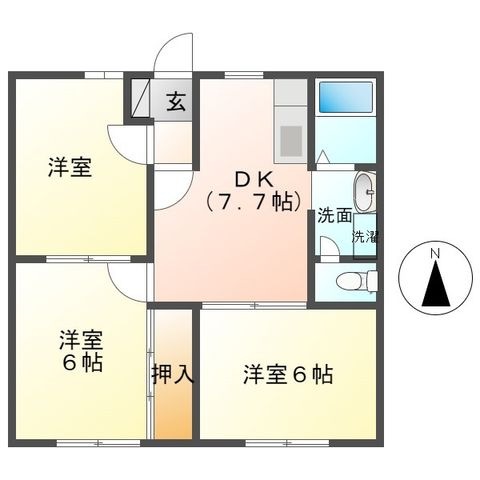 拡大写真:太田市藪塚町 1階C-101の間取り