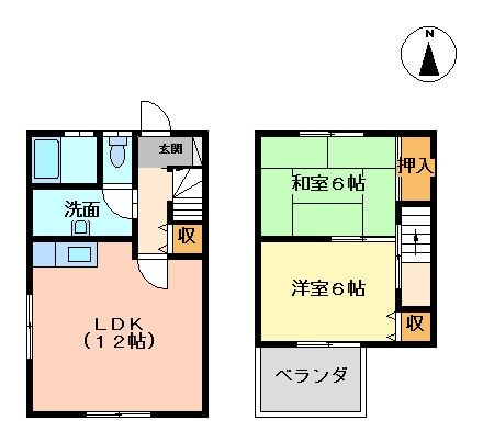 拡大写真：太田市大原町 1階A-1の間取り