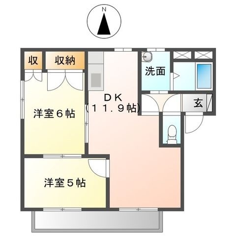 拡大写真:太田市大久保町 1階C102の間取り