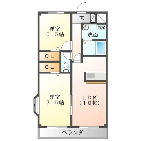 拡大写真:フィールド華美月 2階208の間取り