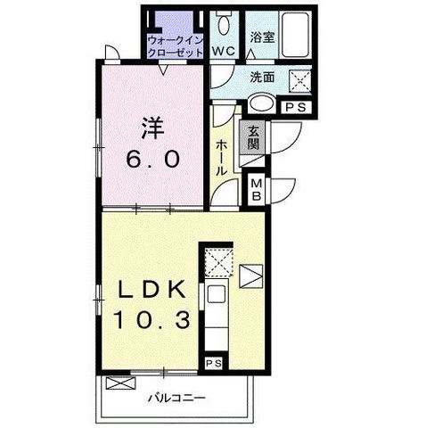 拡大写真：セレーノ須賀 1階101の間取り