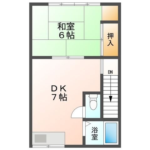 拡大写真:コーポなりたA棟 2階206の間取り