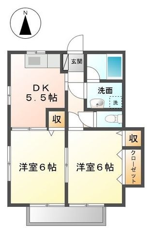 拡大写真:ファミール大島Ⅱ 2階2-2の間取り
