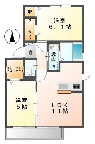 拡大写真:Coure 2階201の間取り
