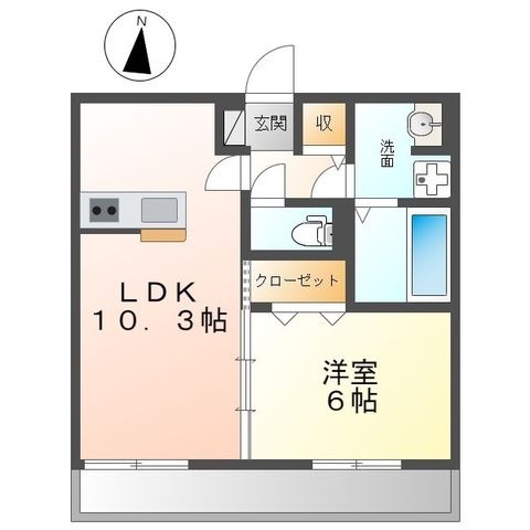 拡大写真:D-ROOM飯田町 3階302の間取り