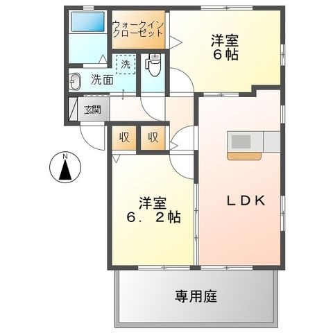 拡大写真:コンフォール B 1階101の間取り