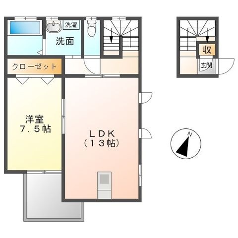 拡大写真：ウィクトル宝 2階EASTの間取り