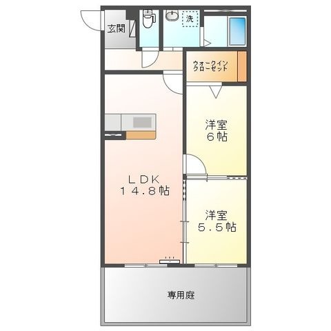 拡大写真:リアンジュ伏見 1階101の間取り