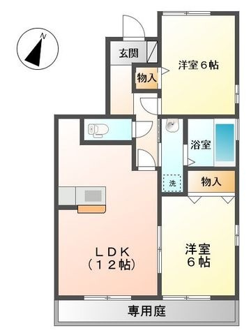 拡大写真:リッシハウス B棟 1階101の間取り