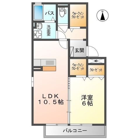 拡大写真:リシェス新山口 3階305の間取り