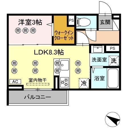 拡大写真:サンガーデン新山口 B 1階103の間取り