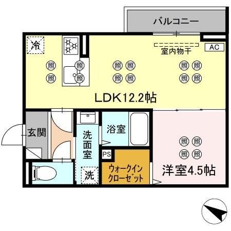 拡大写真:サンガーデン新山口 B 1階106の間取り