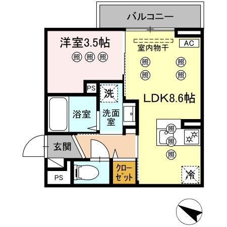 拡大写真：サンガーデン新山口　Ｂ 2階201の間取り