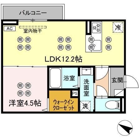 拡大写真:サンガーデン新山口 B 3階310の間取り