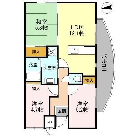 拡大写真:サンコート千代田 4階408の間取り