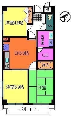 拡大写真:泉大津市池浦町3丁目 4階401の間取り