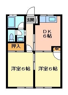 拡大写真：竹下マンション 2階206の間取り