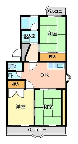 拡大写真：サンライズＵ 1階1Aの間取り
