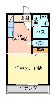 拡大写真：エモシオン 1階105の間取り