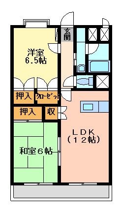 拡大写真：グランシャリオF 2階203の間取り