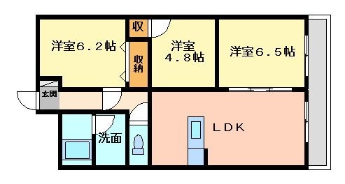 拡大写真：グランドゥール稲川 4階402の間取り