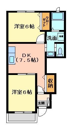 拡大写真：サンリットⅠ 1階201の間取り