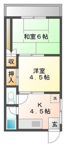 拡大写真:日垣コーポ 2階2Cの間取り