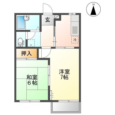 拡大写真:福島市八木田字川原内 2階202の間取り