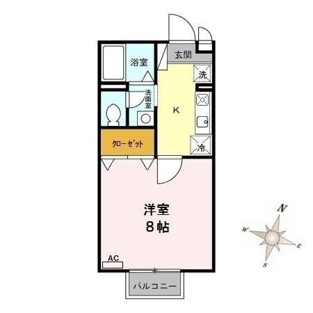 拡大写真:ヴィレッジタカミドー A 1階102の間取り