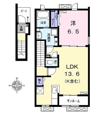 拡大写真：ベルシア 2階201の間取り